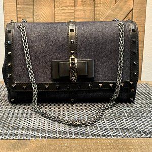 Authentic Christian Louboutin Blk Denim Studded Bag